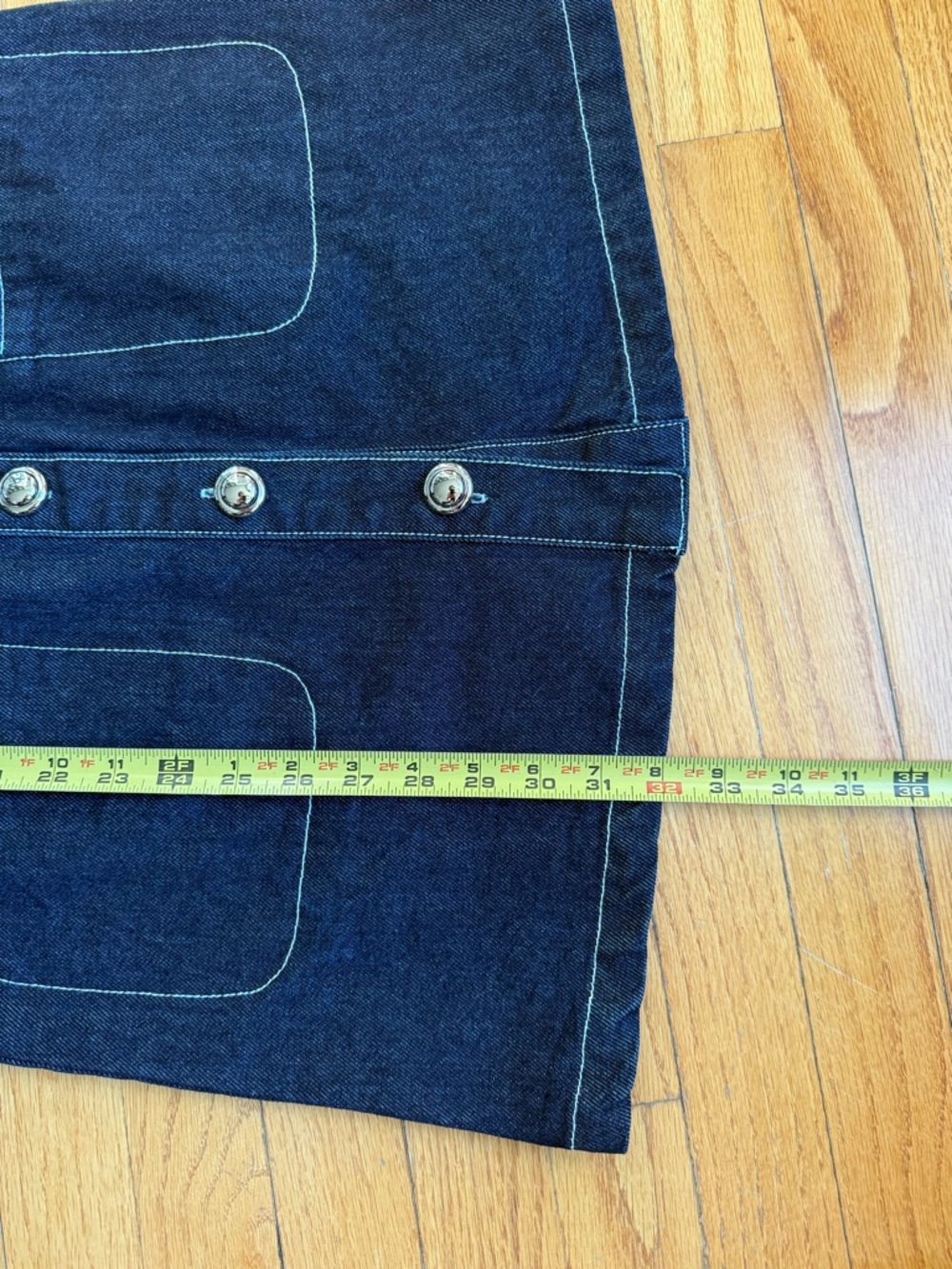 English Factory Classic Blue Denim Button-Front Dress with Contrast Stitching - Picture 6 of 6